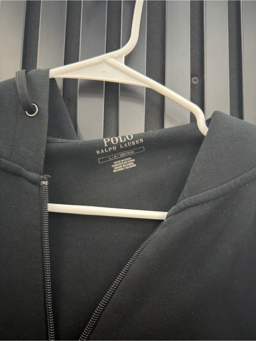 Polo by Ralph Lauren Black Full-Zip Hooded Jacket with White Pony